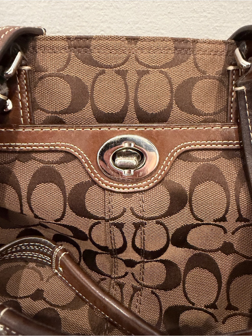 Coach Brown Signature Canvas Tote with Chestnut Leather Trim for Women - Picture 2 of 11